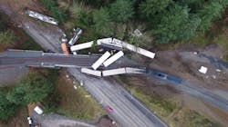 An aerial view of the derailment site in 2017. An aerial view of the derailment site in 2017.