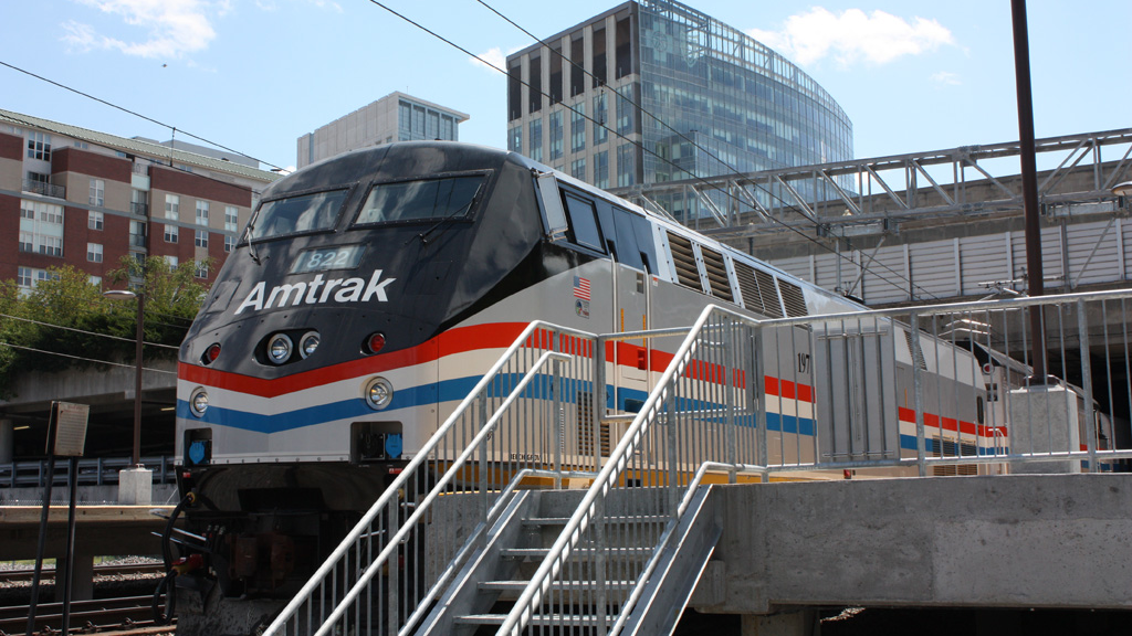 Amtrak train at Providence, Rhode Island.
