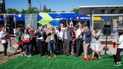 Ribbon cutting to celebrate the opening of Metro Transit&apos;s C Line BRT route on June 8, 2019.
