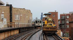 A 2014 image as work is being performed on the CTA Blue Line as part of the Your New Blue project.