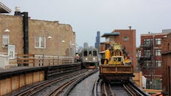 A 2014 image as work is being performed on the CTA Blue Line as part of the Your New Blue project. A 2014 image as work is being performed on the CTA Blue Line as part of the Your New Blue project.