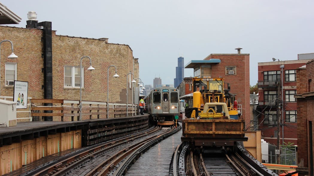 A 2014 image as work is being performed on the CTA Blue Line as part of the Your New Blue project.