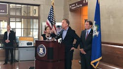 Gov. Lamont speaks at an event marking the one-year anniversary of the Ctrail Hartford Line. Gov. Lamont speaks at an event marking the one-year anniversary of the Ctrail Hartford Line.