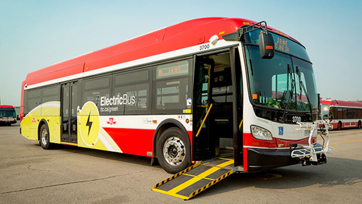 Ttc S First Electric Bus Makes Its Service Debut Mass Transit