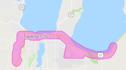 The area of coverage is highlighted in pink. The area of coverage is highlighted in pink.