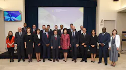 U.S. Secretary of Transportation Elaine L. Chao is joined by representatives from 19 Latin American and Caribbean countries including Minister Dietrich of Argentina, Minister Gomes de Freitas of Brazil, Minister Hutt of Chile, Minister Montague of Jamaica, Minister Jara Risco of Peru, Minister Duguid of Barbados, Minister Méndez Mata of Costa Rica, Minister Sabonge of Panamá, and Minister Rodríguez Herrera of El Salvador at the first-ever Americas Transportation Summit.