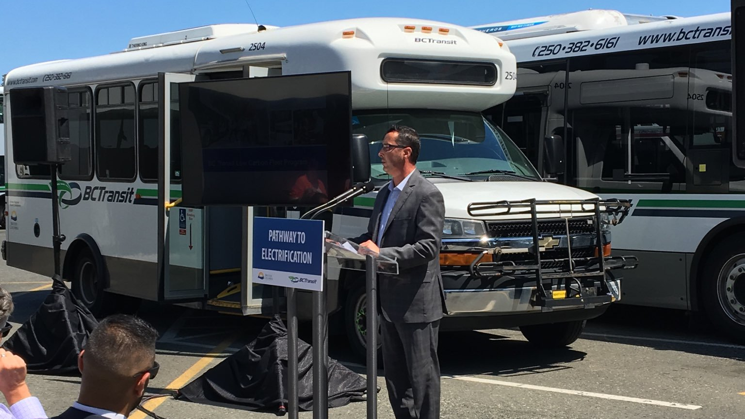 BC Transit&rsquo;s Vice President of Asset Management Aaron Lamb detailing the transit provider's plan to transition its fleet to all electric power.