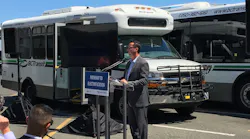BC Transit’s Vice President of Asset Management Aaron Lamb detailing the transit provider's plan to transition its fleet to all electric power.
