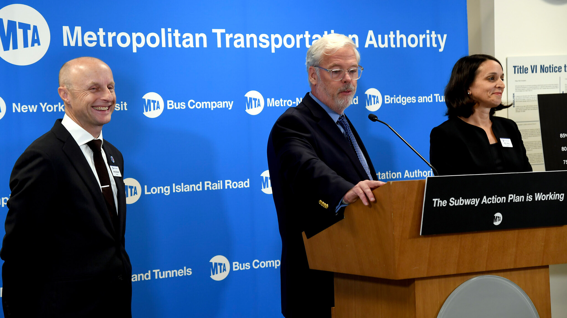 MTA leadership is all smiles as it reports subway performance continues to improve.