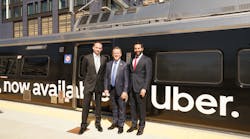 Left to right: Masabi Chief Product Officer Jonathan Donovan, Denver RTD CEO and GM Dave Genova and Uber Head of Transit David Reich