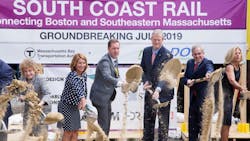 A South Coast Rail groundbreaking ceremony was held July 2, 2019. A South Coast Rail groundbreaking ceremony was held July 2, 2019.