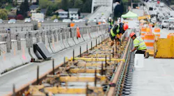 To accommodate future light-rail trains; the track must be secured to the bridge deck with lightweight concrete blocks and the trains will transition to the floating bridge over specialty track bridges.