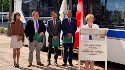 The government of Canada committed funds to help the Region of Waterloo purchase 30 buses and 21 specialized buses. The government of Canada committed funds to help the Region of Waterloo purchase 30 buses and 21 specialized buses.