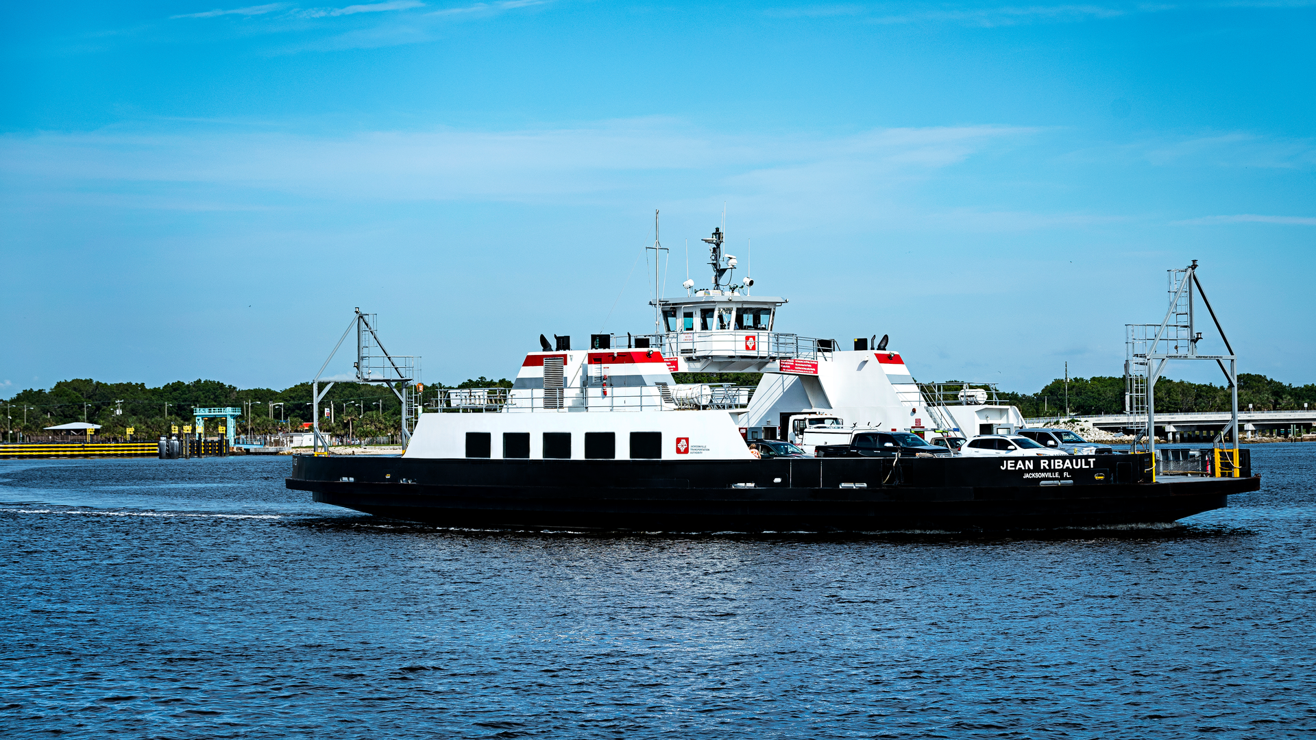 The Jean Ribault is a car and passenger ferry that connects the north and south ends of Florida State.