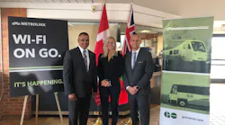 Left to right: MPP for Milton Parm Gill, Associate Minister of Transportation (GTA) Kinga Surma and Metrolinx Chief Marketing Officer Mark Childs.