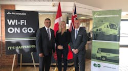 Left to right: MPP for Milton Parm Gill, Associate Minister of Transportation (GTA) Kinga Surma and Metrolinx Chief Marketing Officer Mark Childs.