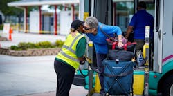 The Palm Tran Connection evacuated disabled individuals to the special needs shelter in West Palm Beach, Fla.