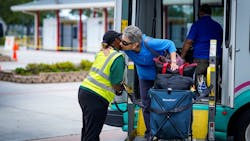 The Palm Tran Connection evacuated disabled individuals to the special needs shelter in West Palm Beach, Fla.