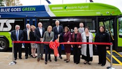 Nashua Transit System and BAE Systems held a ribbon cutting ceremony for two new electric hybrid buses.