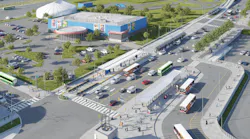 Looking down from the air, this rendering shows how the LRT will create a separate route from busy Hurontario vehicular traffic.