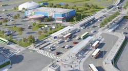 Looking down from the air, this rendering shows how the LRT will create a separate route from busy Hurontario vehicular traffic. Looking down from the air, this rendering shows how the LRT will create a separate route from busy Hurontario vehicular traffic.