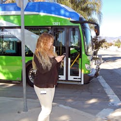 Omnitrans' audible turn signals are equipped with a strobe light that flashes in conjunction with the announcement. Omnitrans' audible turn signals are equipped with a strobe light that flashes in conjunction with the announcement.