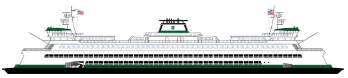 Rendering of the M/V Puyallup, one of the three Jumbo Mark II class ferries.