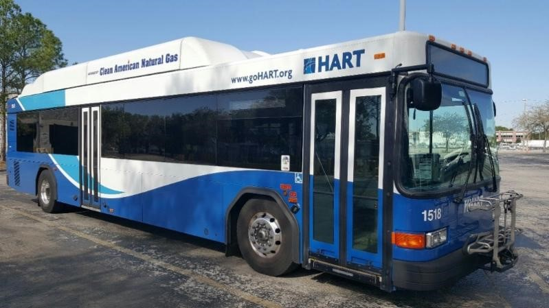 HART will be replacing its diesel-fueled buses with this compressed natural gas bus.
