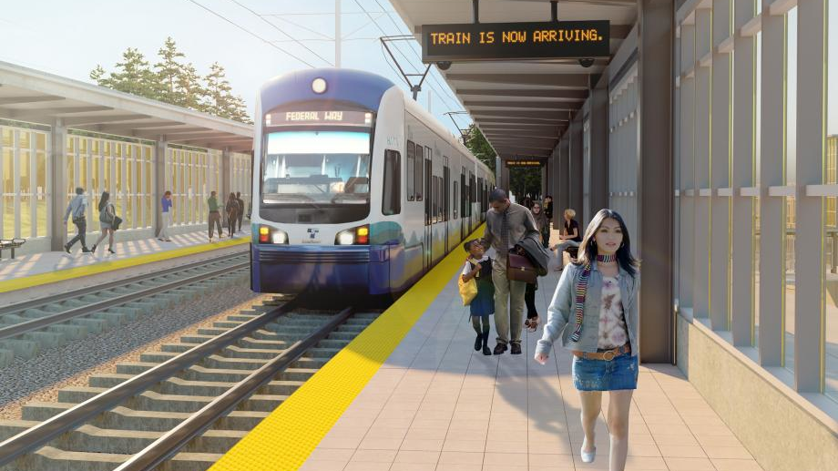A rendering of the future Star Lake platform that will be part of Sound Transit's Federal Way Link extension.