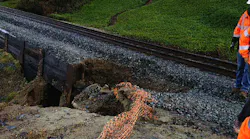 One of the most recent washouts experience on the main track at Del Mar Bluffs; this section of track has been repaired, but NCTD and SANDAG are requestings $100 million to further stabilize the track in this area.