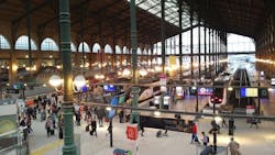 Inside the Gare du Nord station in France.
