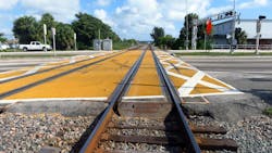 A crossing in Fort Lauderdale with a dynamic envelope with pavement markings installed. A crossing in Fort Lauderdale with a dynamic envelope with pavement markings installed.