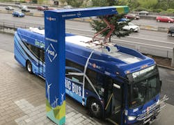 TriMet says that in the first six months of operation, its five electric buses reduced its diesel use by more than 11,000 gallons and dropped its emissions by more than 250,000 tons. TriMet says that in the first six months of operation, its five electric buses reduced its diesel use by more than 11,000 gallons and dropped its emissions by more than 250,000 tons.