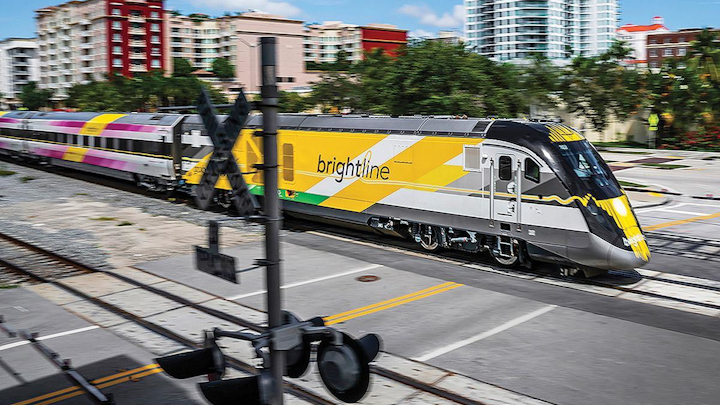 A rendering of a Brightline/Virgin Trains USA train that currently connects Miami, Fort Lauderdale and West Palm Beach.