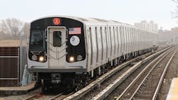 Pictured is an R179 train on the A Line at Broad Channel Station.