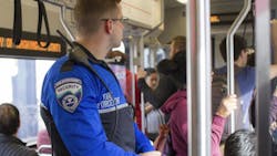 Sound Transit Fare Enforcement officers can be identified by their blue shirts. Sound Transit Fare Enforcement officers can be identified by their blue shirts.