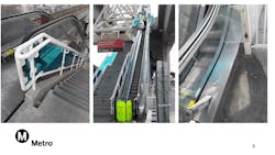 Staff installed pigeon abatement measures to help keep Redondo Beach Station escalators clean. Staff installed pigeon abatement measures to help keep Redondo Beach Station escalators clean.