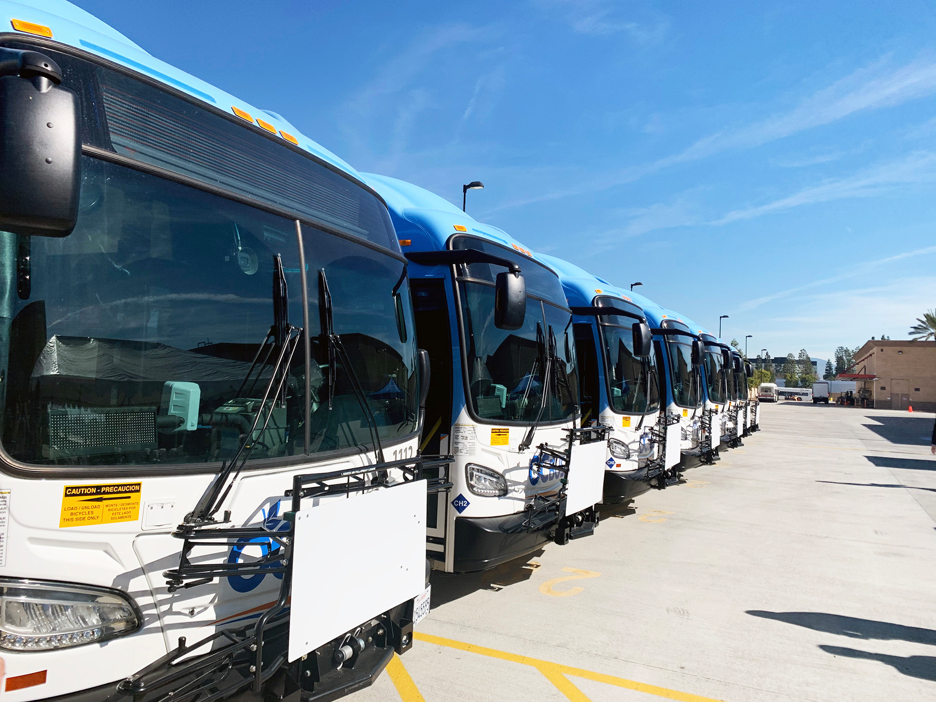 OCTA's fleet of hydrogen fuel cell buses.