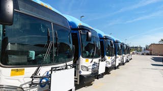 OCTA&apos;s fleet of hydrogen fuel cell buses.