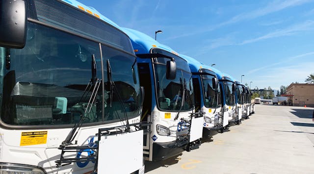 OCTA&apos;s fleet of hydrogen fuel cell buses.
