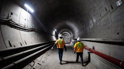 Pictured is one of the new twin light-rail tunnels under downtown Los Angeles as seen summer 2019.