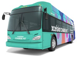 New Flyer's zero-emission, hydrogen fuel cell-electric, 60-foot Xcelsior CHARGE H2™ heavy-duty transit bus. New Flyer's zero-emission, hydrogen fuel cell-electric, 60-foot Xcelsior CHARGE H2™ heavy-duty transit bus.