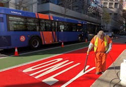 The Rose Lane Project will use transit-only lanes, which are already used on SW Madison Street in downtown Portland (pictured). The Rose Lane Project will use transit-only lanes, which are already used on SW Madison Street in downtown Portland (pictured).