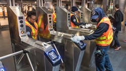 MTA will double up its cleaning efforts of touch points at stations throughout its system. MTA will double up its cleaning efforts of touch points at stations throughout its system.