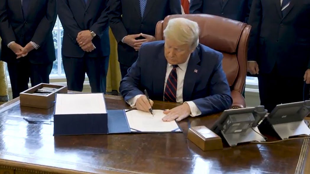 The president signed the $2.2 trillion CARES Act into law on Friday, March 27.