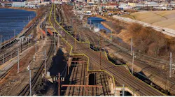 The Sawtooth Bridge (like the teeth of a saw), is owned by Amtrak and carries the Northeast Corridor over PATH, Conrail and NJ TRANSIT's busy Main & Essex Line.