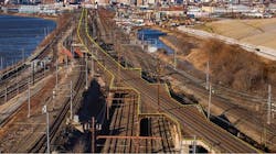 The Sawtooth Bridge (like the teeth of a saw), is owned by Amtrak and carries the Northeast Corridor over PATH, Conrail and NJ TRANSIT's busy Main & Essex Line. The Sawtooth Bridge (like the teeth of a saw), is owned by Amtrak and carries the Northeast Corridor over PATH, Conrail and NJ TRANSIT's busy Main & Essex Line.