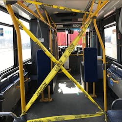 OC Transpo will be instituting rear door entry/exit to provide operators more distance from exposure to possible risk of the coronavirus. Tape provides an extra visual reminder for riders to not approach the driver. Riders with accessibility issues may still board at the front of vehicles. OC Transpo will be instituting rear door entry/exit to provide operators more distance from exposure to possible risk of the coronavirus. Tape provides an extra visual reminder for riders to not approach the driver. Riders with accessibility issues may still board at the front of vehicles.