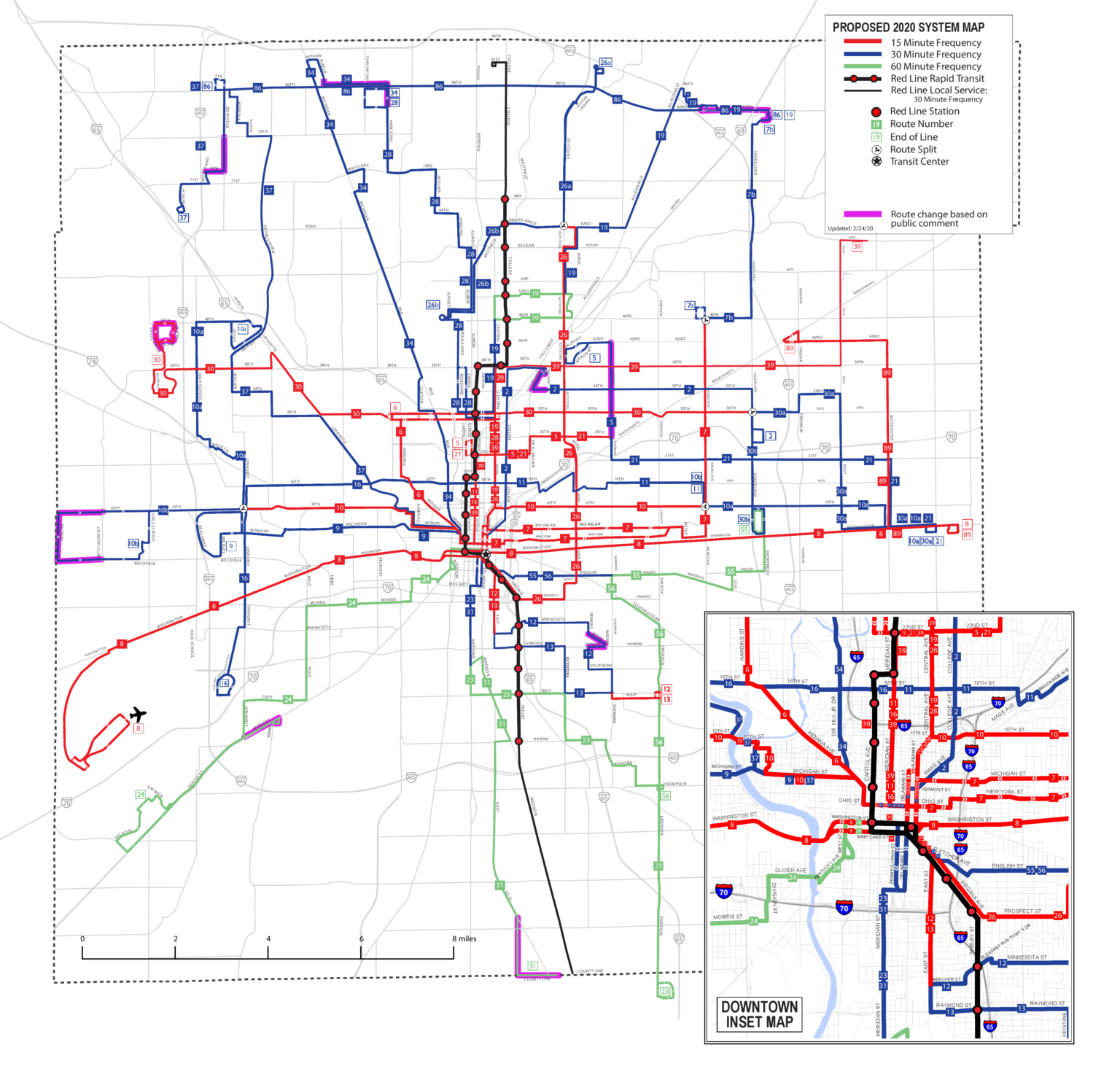 IndyGo's proposed bus routes, which incorporated public feedback.