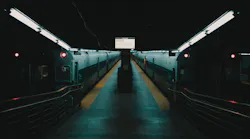An empty train platform at New York's Grand Central Terminal.